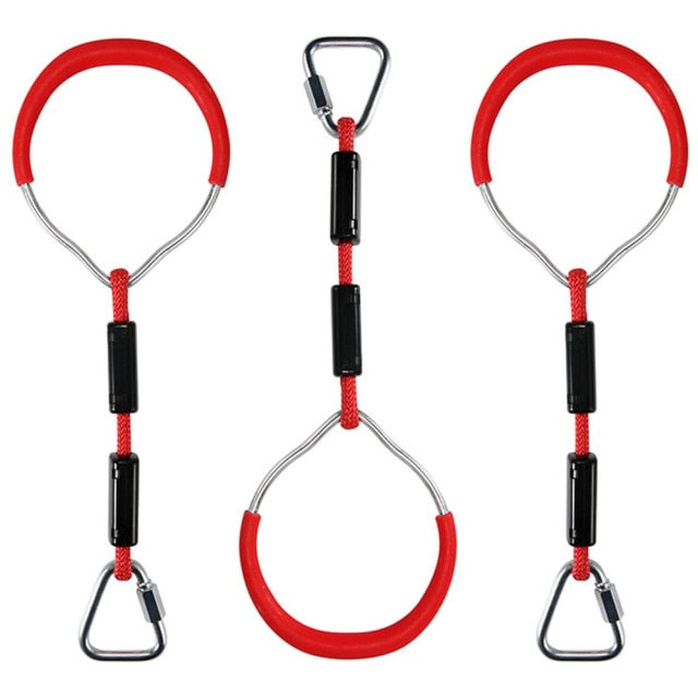 Heavy Duty Children Trapeze Bar Pull Up Gym Rings Colorful Backyard Gymnastic Ring Pack 3