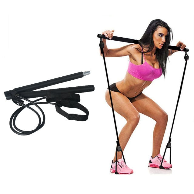 Fitness Sport Pilate Bar Kit Gym Exercise Workout Stick with Resistance Band Body Building Puller