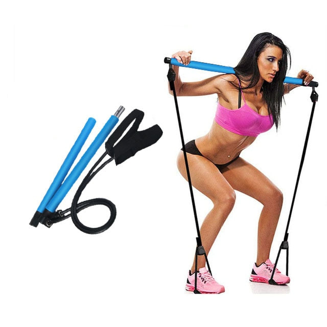 Fitness Sport Pilate Bar Kit Gym Exercise Workout Stick with Resistance Band Body Building Puller