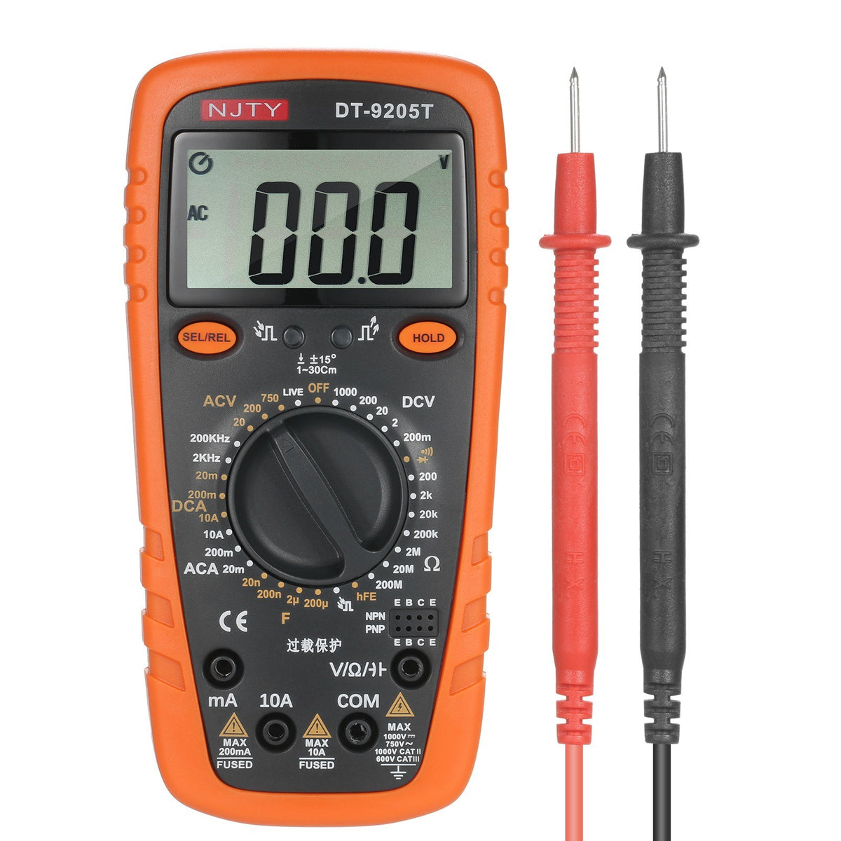 2000 Counts Multimeter True RMS Universal Measuring AC/DC Current Voltage Resistance