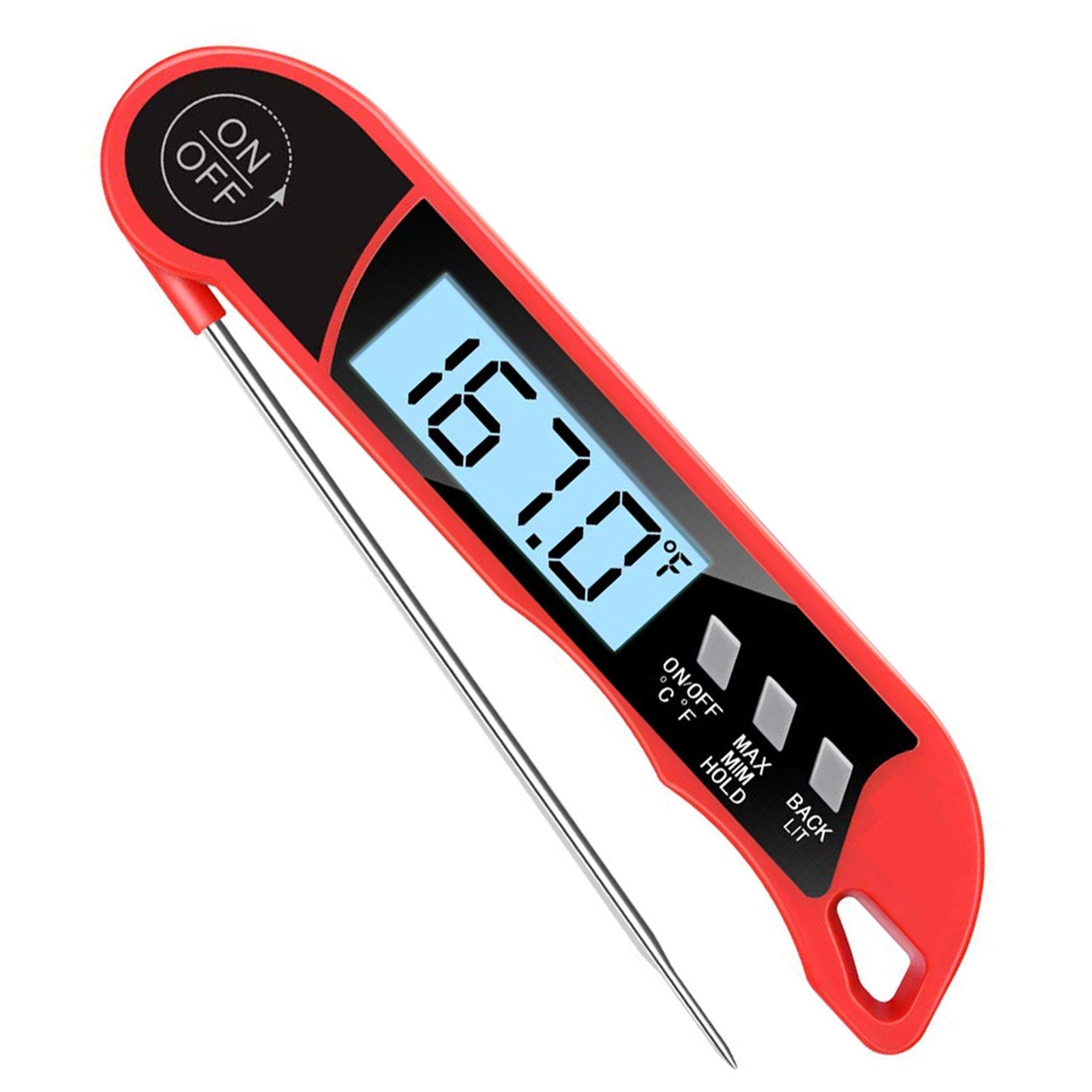 Meat Cooking Thermometer Digital Instant Read Portable Foldable LED Display for Home Kitchen BBQ Grill Baking