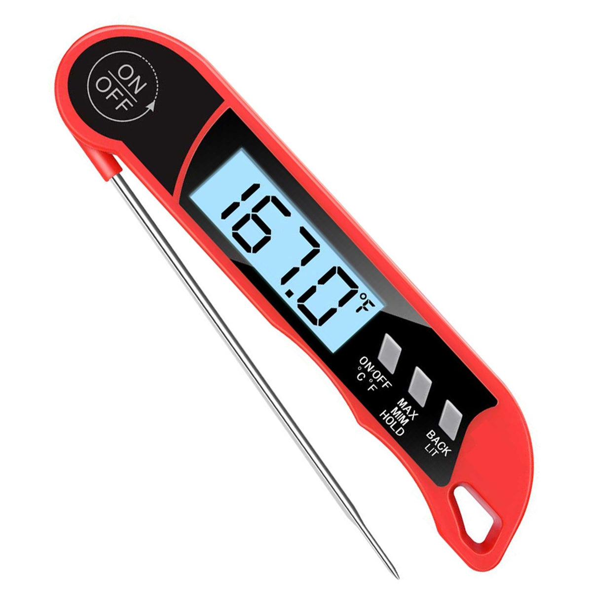 Meat Cooking Thermometer Digital Instant Read Portable Foldable LED Display for Home Kitchen BBQ Grill Baking