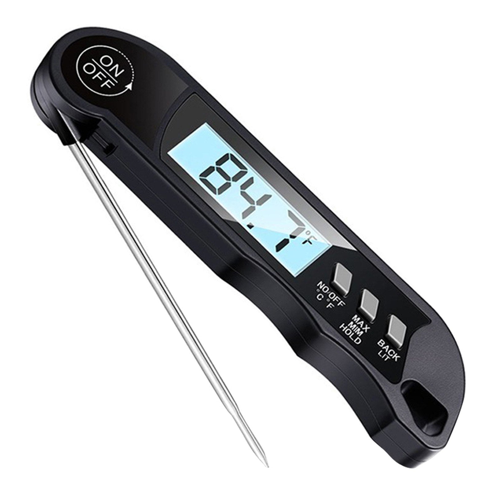 Meat Cooking Thermometer Digital Instant Read Portable Foldable LED Display for Home Kitchen BBQ Grill Baking