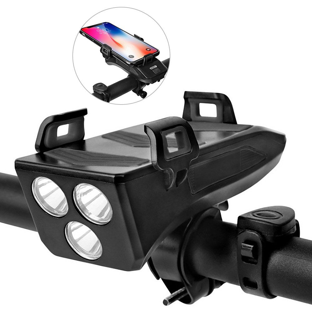 4 IN 1 Multifunctional Bike Light Bicycle Horn Lamp with Mobile Phone Bracket