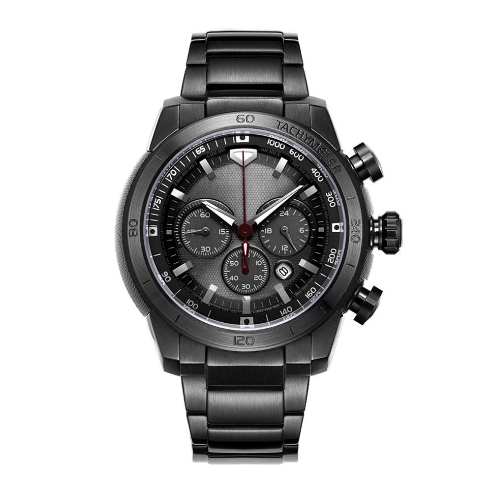 Man Watch Stainless Steel Analog 48mm Calendar Sapphire Mirror Luminous