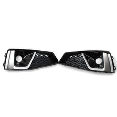 2pcs Front Bumper Fog light Grill Fog Lamp Frames Replacement For Audi A4L 2018-2020