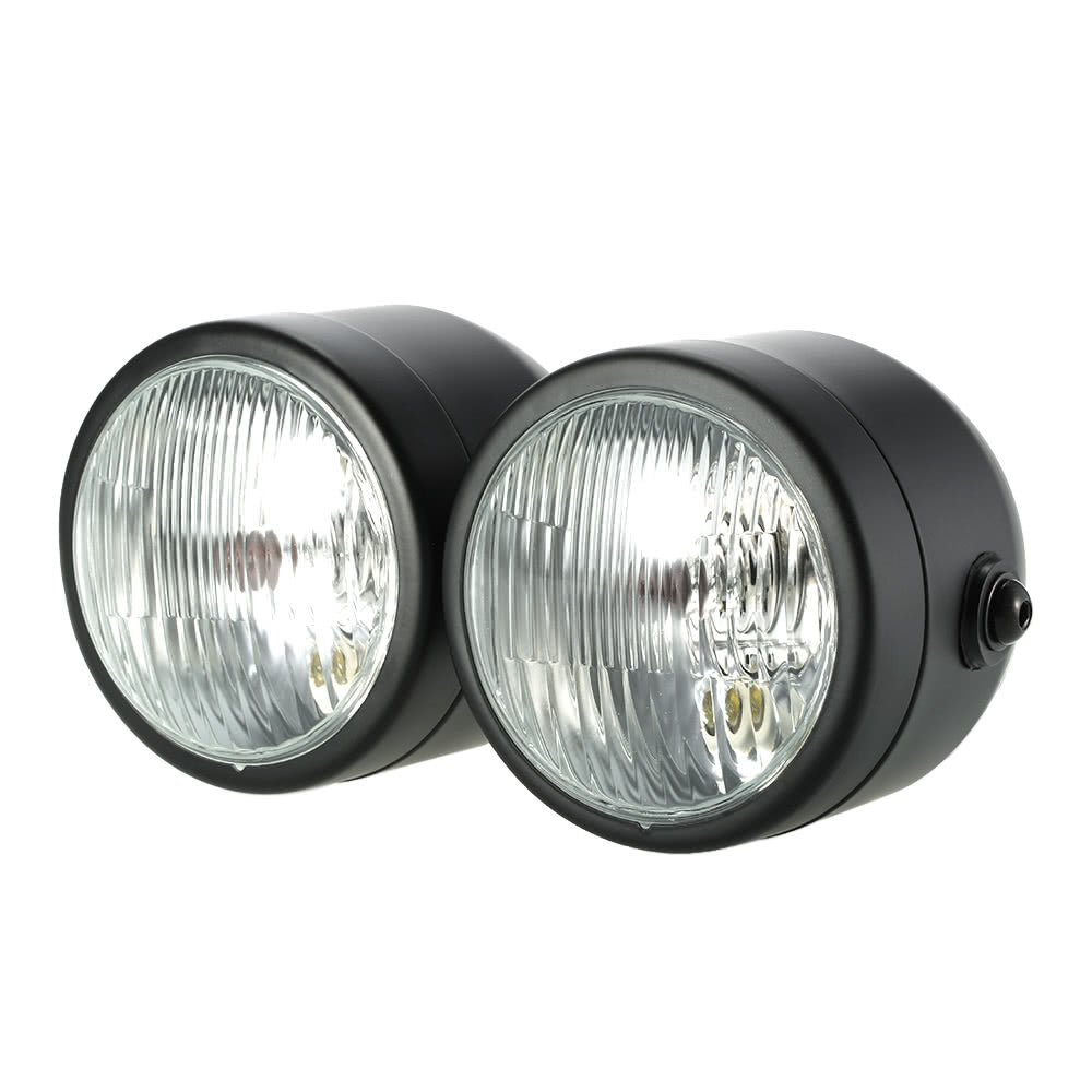12V 35W 4-inch Motorcycle Chrome-plated Twin Headlight Front Lamp for Harley