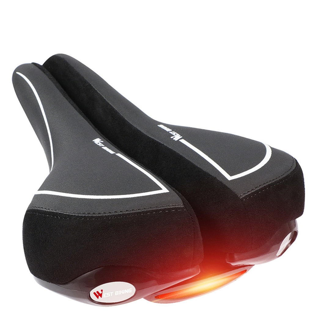 Bicycle Saddle With Taillight Cycling Cushion Shockproof Breathable Bike Rear Light
