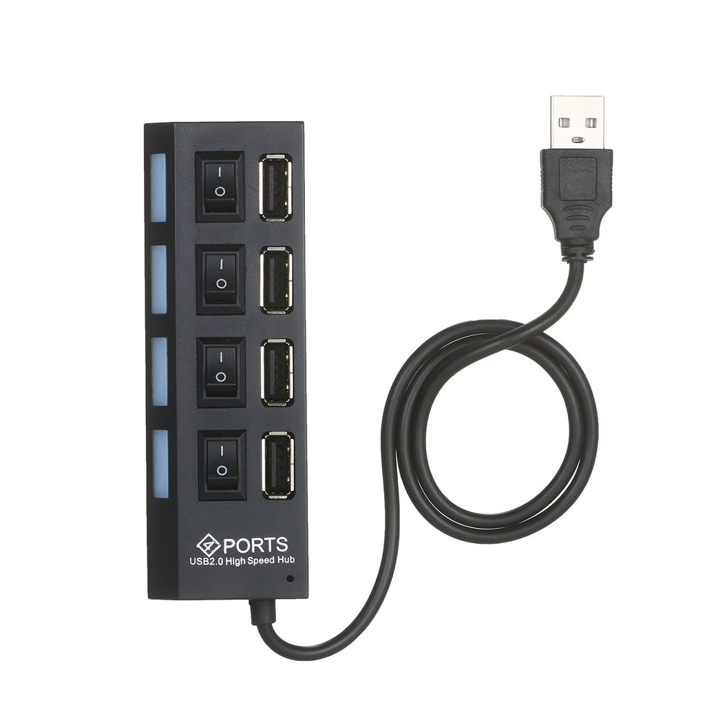 4-Ports USB Hub 480Mbps High Speed Data Transfer 2.0 Charging Splitter