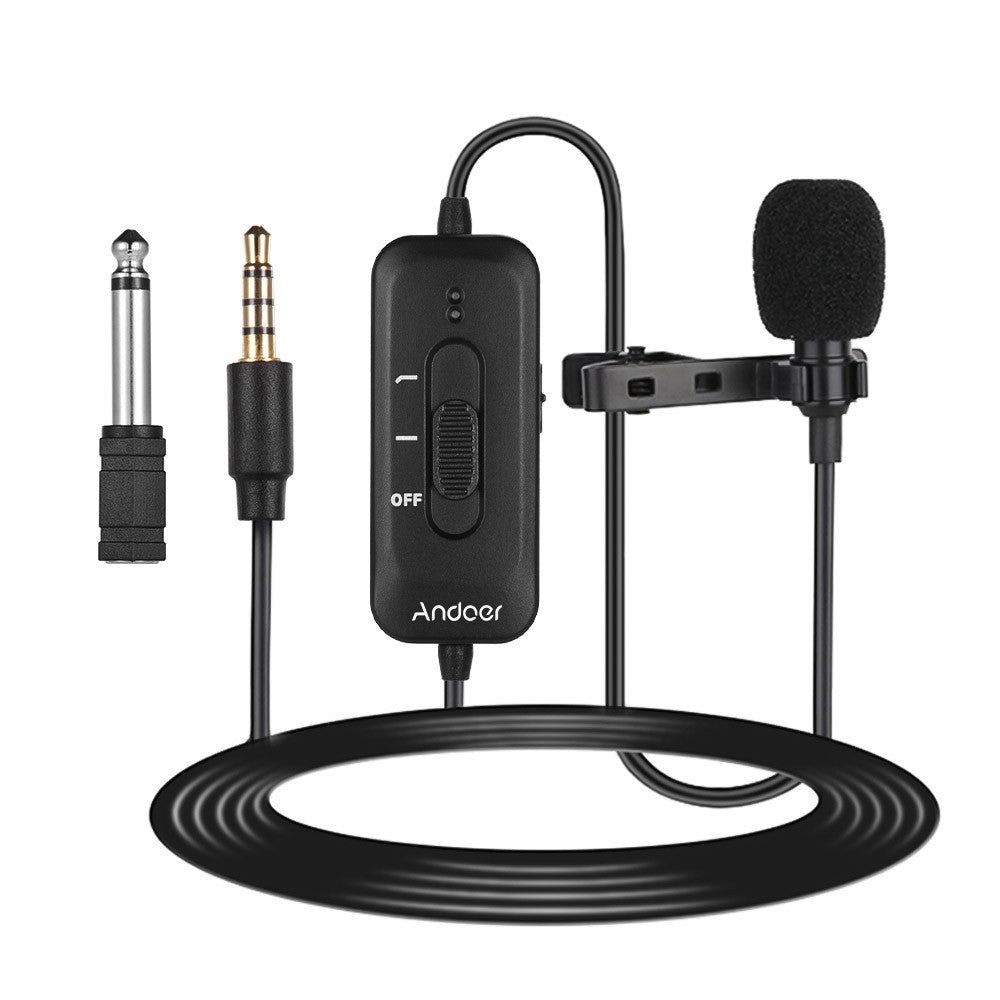 Omani-directional Clip-on Lavalier Microphone 3.5mm Plug Condenser Mic