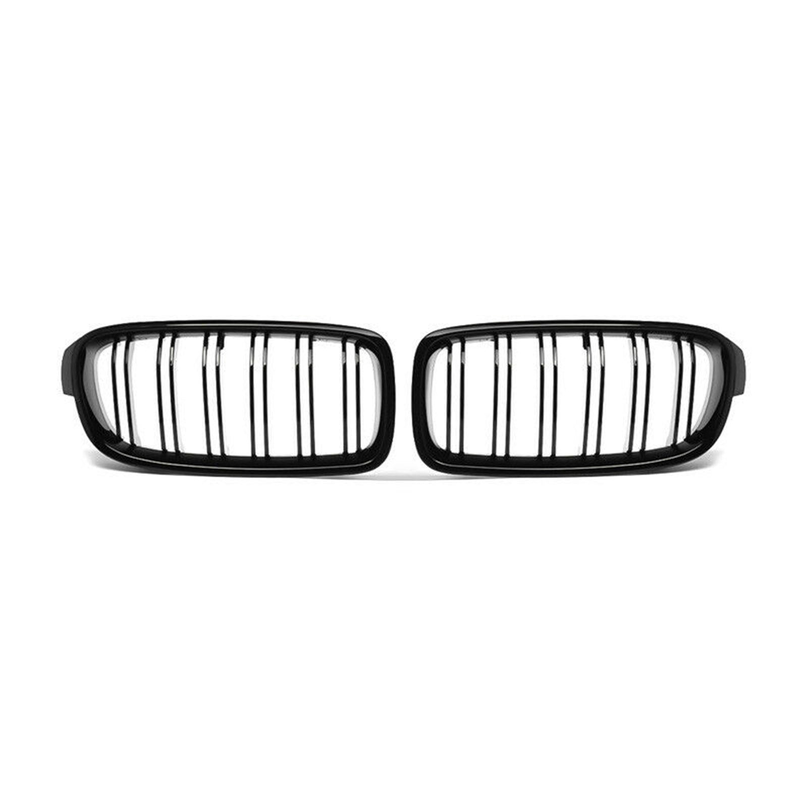 2Pcs Gloss Black Front Bumper Hood Kidney Grille Double Line Racing Replacement for BMW F30 F31 F35 3 Series 2012-2016