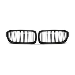 2Pcs Gloss Black Front Bumper Hood Kidney Grille Double Line Racing Replacement for BMW F30 F31 F35 3 Series 2012-2016
