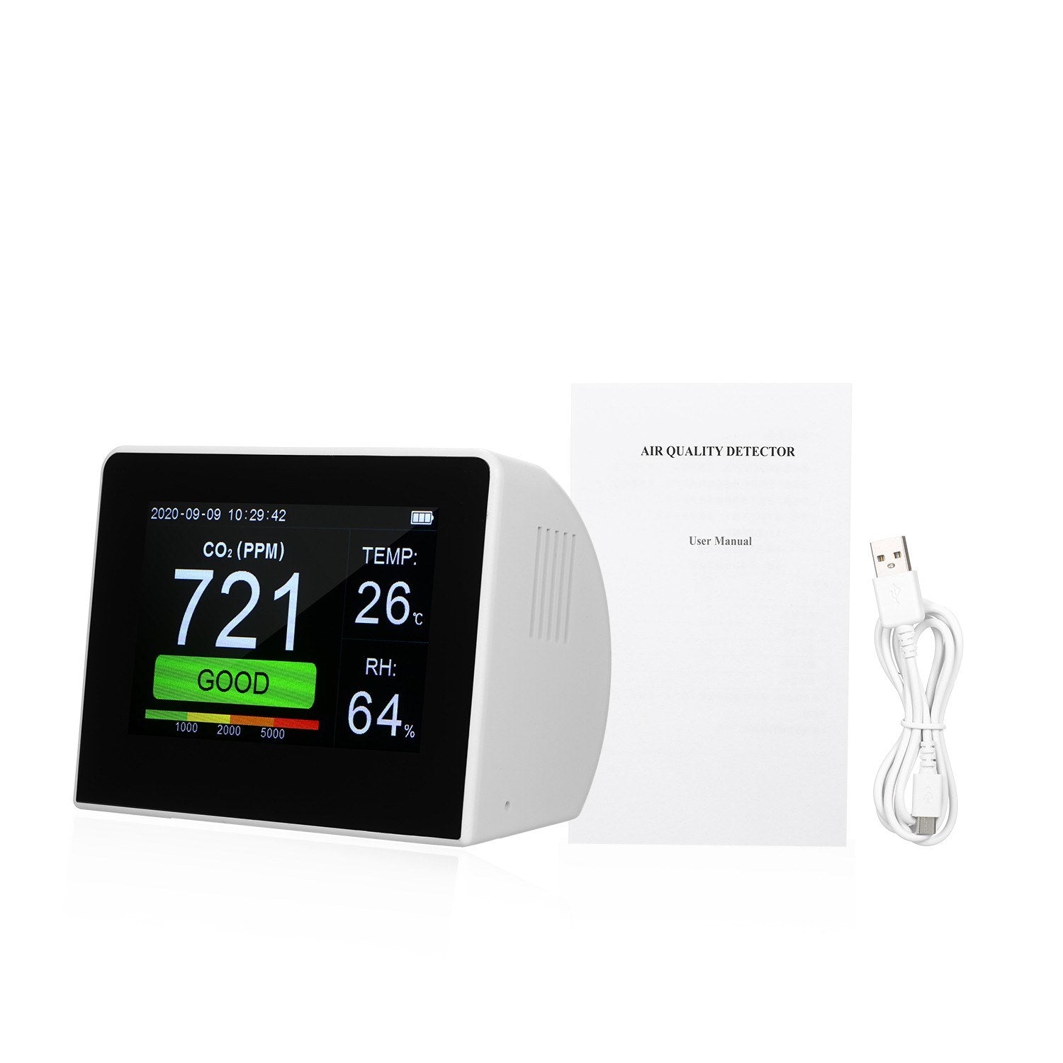 Desktop 3-in-1 Multifunctional Air Quality Detector CO2 Meter Tester 3.5-inch Digital Hygrothermograph