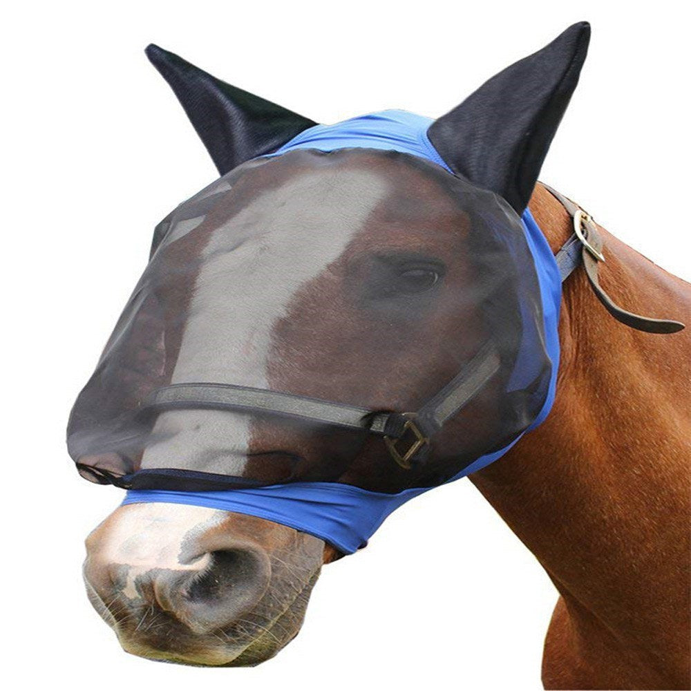 Horse Fly Mask Ear Cover Full Face Armour Mesh