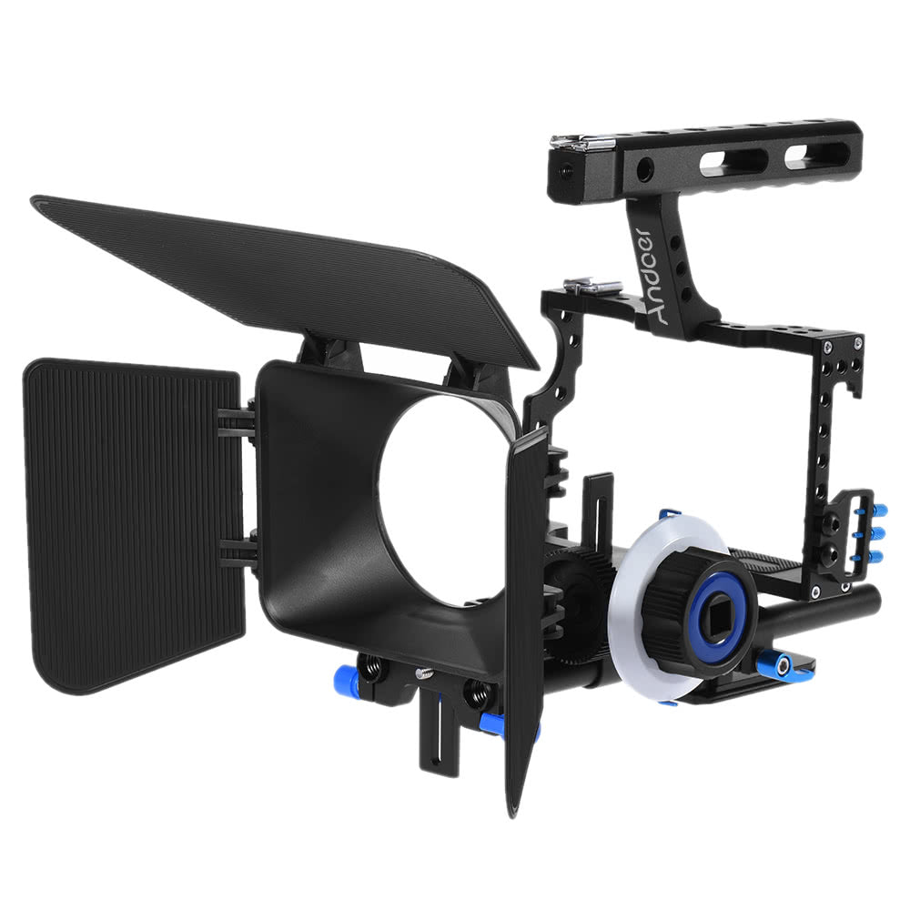 Aluminum Alloy Camera Camcorder Video Cage Rig Kit Film Making System with 15mm Rod Matte Box