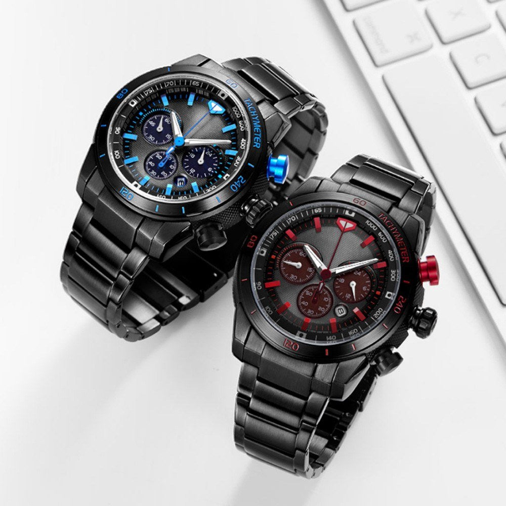 Man Watch Stainless Steel Analog 48mm Calendar Sapphire Mirror Luminous