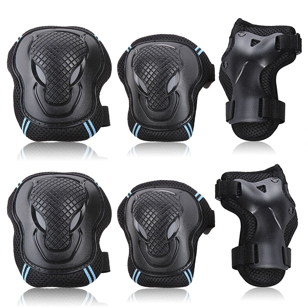 Knee Pads Set 6 Protector Kit Elbow Wrist Guards Protective Equipment for Skateboard Cycling Riding