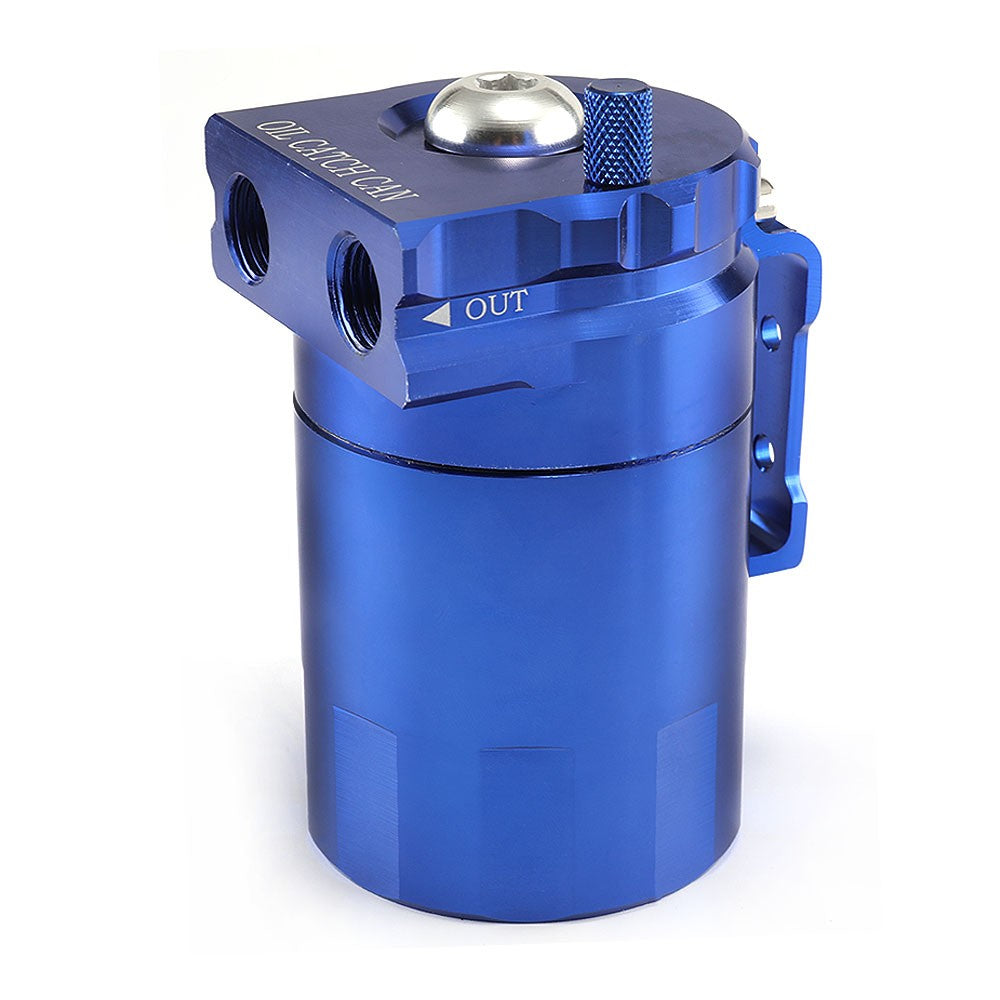 Aluminum Universal Oil Catch Can Tank with Breather Reservoir Filter Baffled