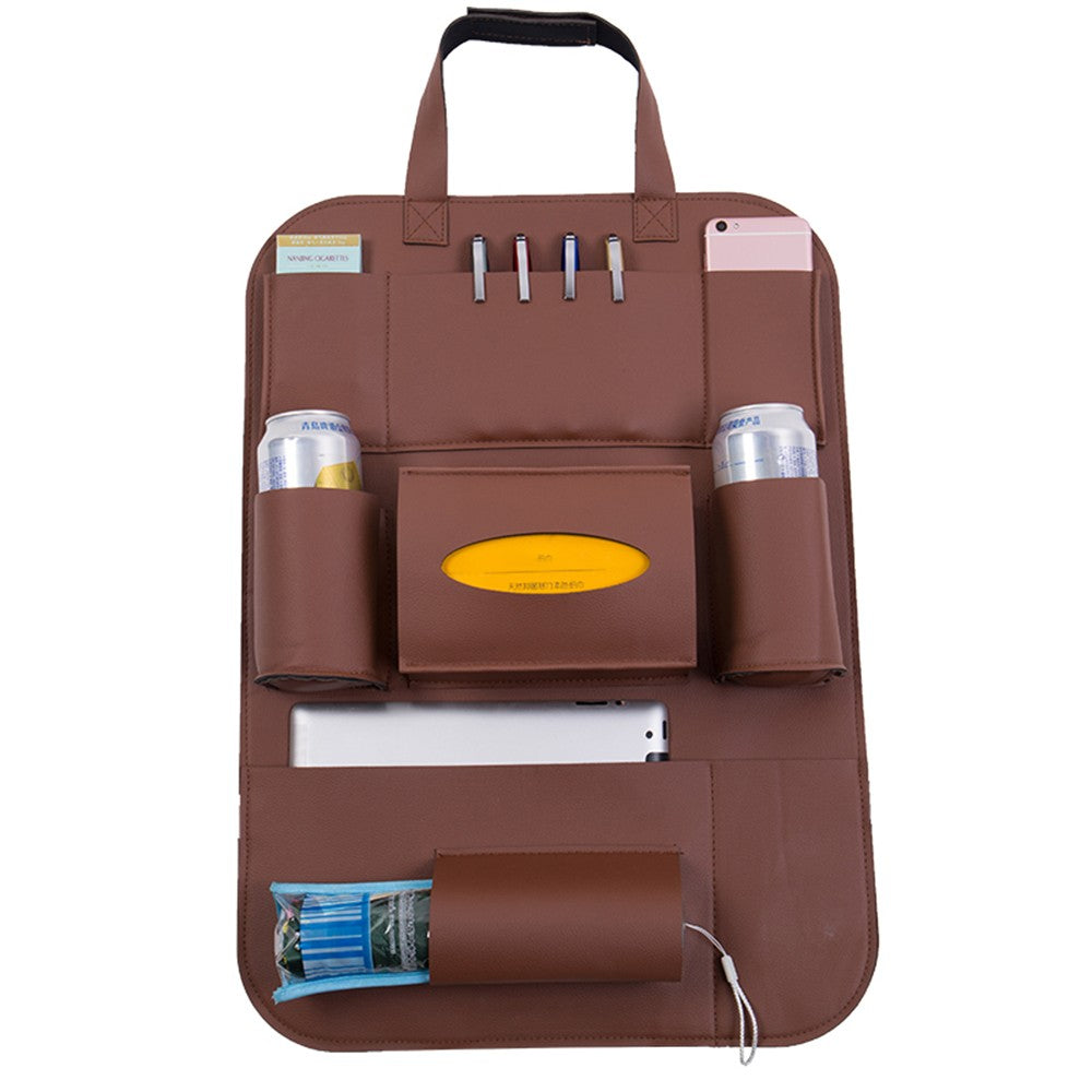 Pu Leather Car Seat Back Organizer Backseat Storage Box