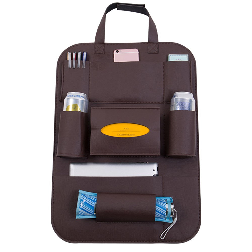 Pu Leather Car Seat Back Organizer Backseat Storage Box