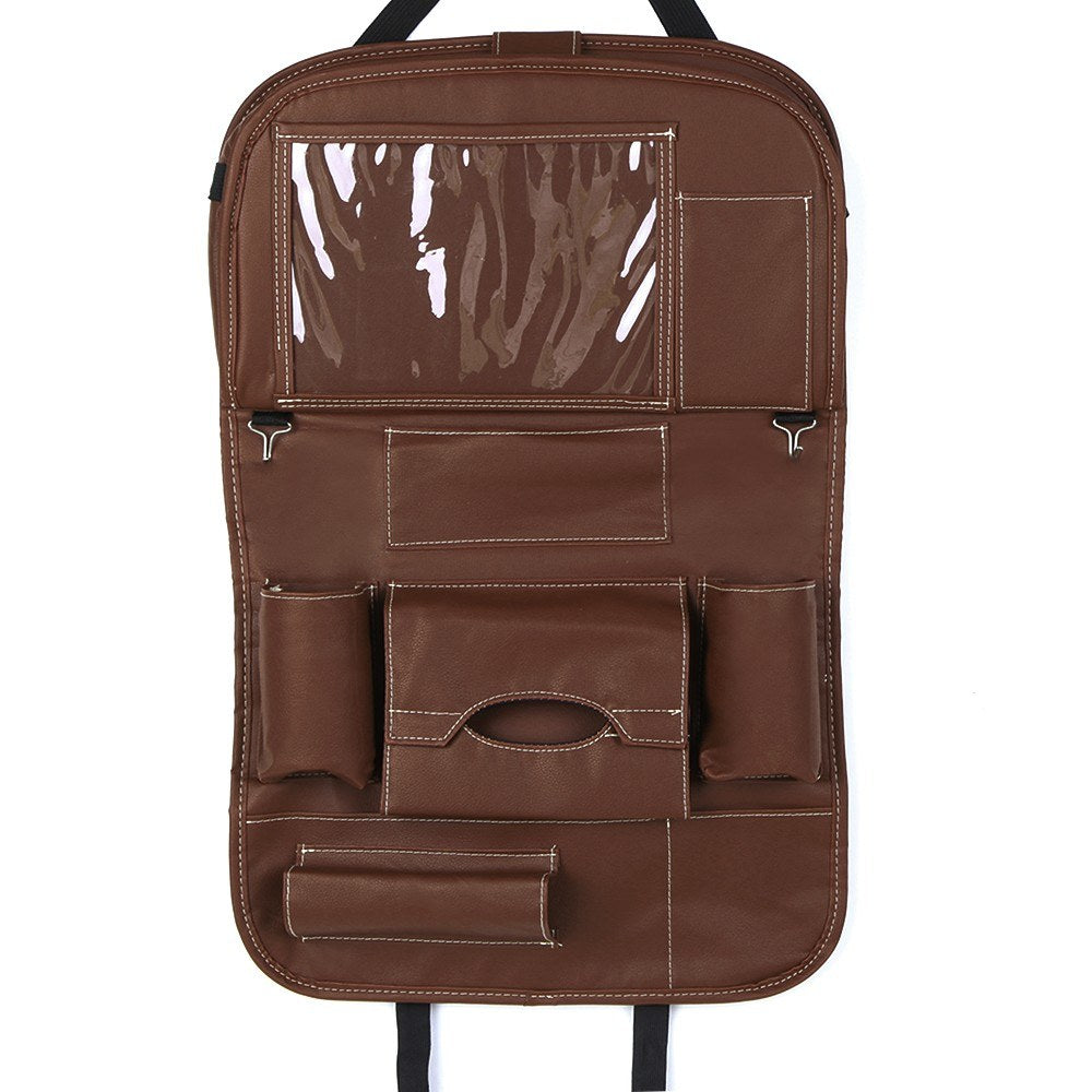 Car Backseat Organizer PU Leather Auto Back Seat Cushion