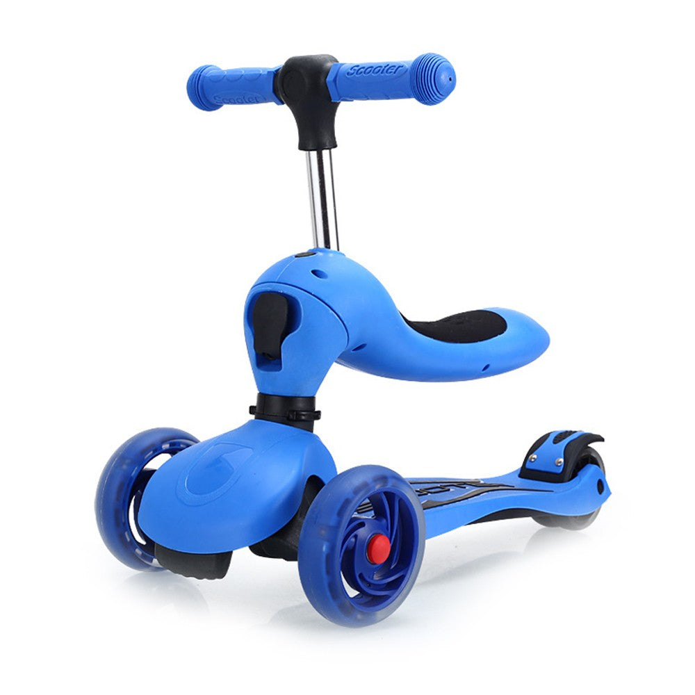 Children's Scooter With Four Wheel Sitting Two In One Baby Foldable Colorful