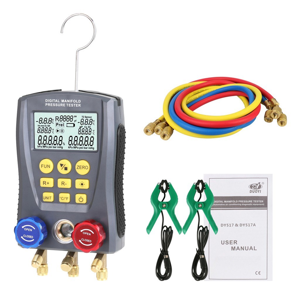 Pressure Gauge Refrigeration Digital Vacuum Manifold Tester Heating Ventilation And Air Conditioning Temperature Valve Kit