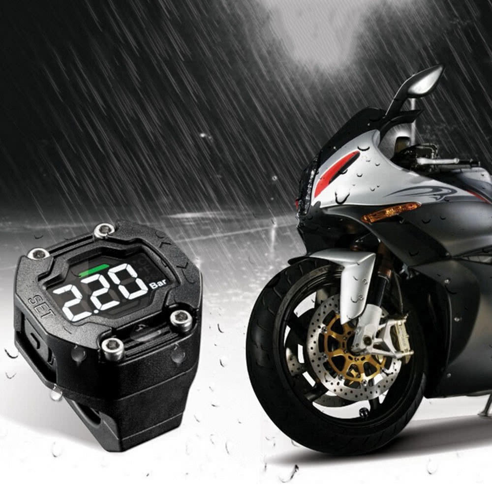 DIY TPMS for Motorcycle Tire Pressure Monitoring System with Waterproof External Sensor Wireless LCD Display