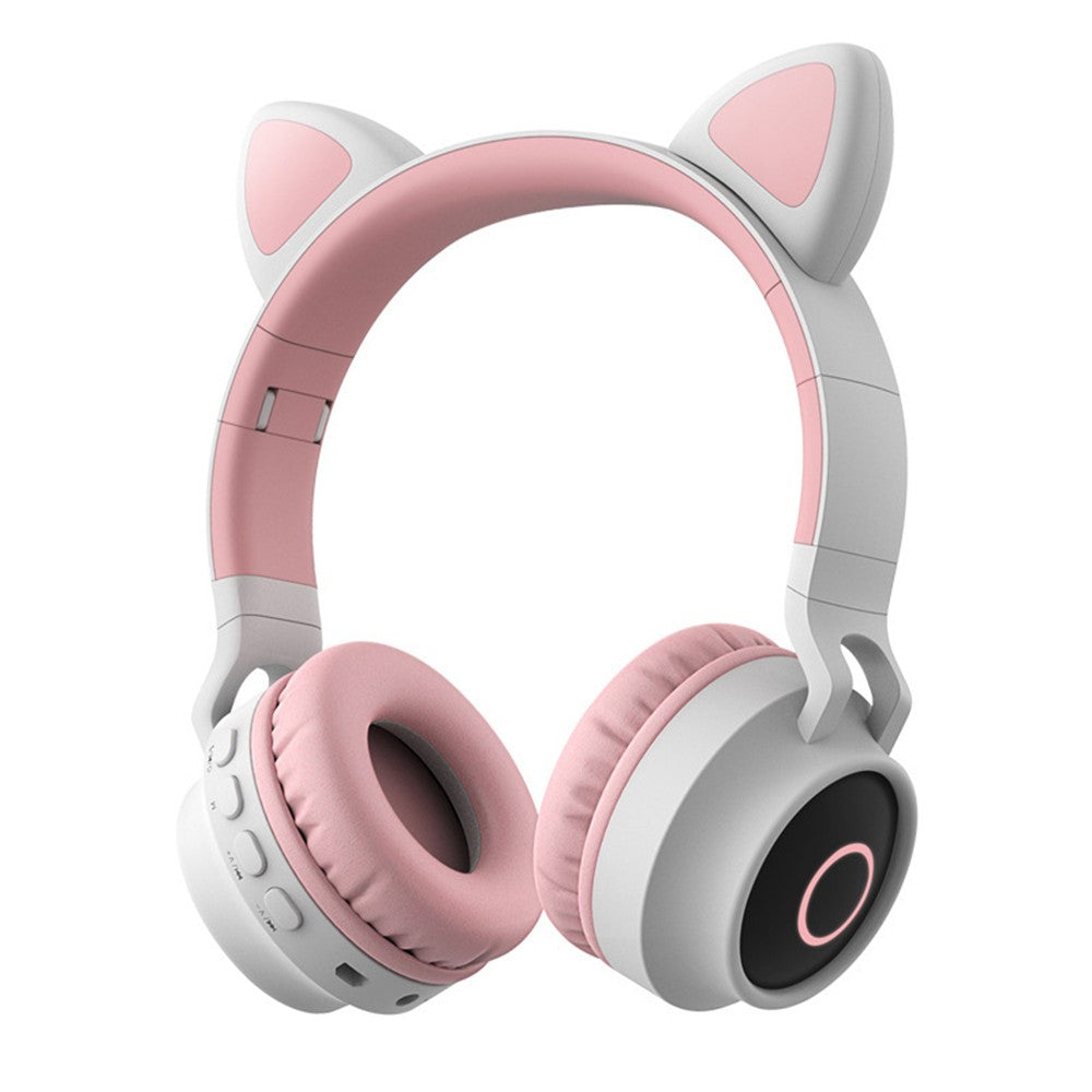 Faddish Student Cute Cat's Ears Head-Mounted Headset No Wire Cartoon BT Game Chargeable