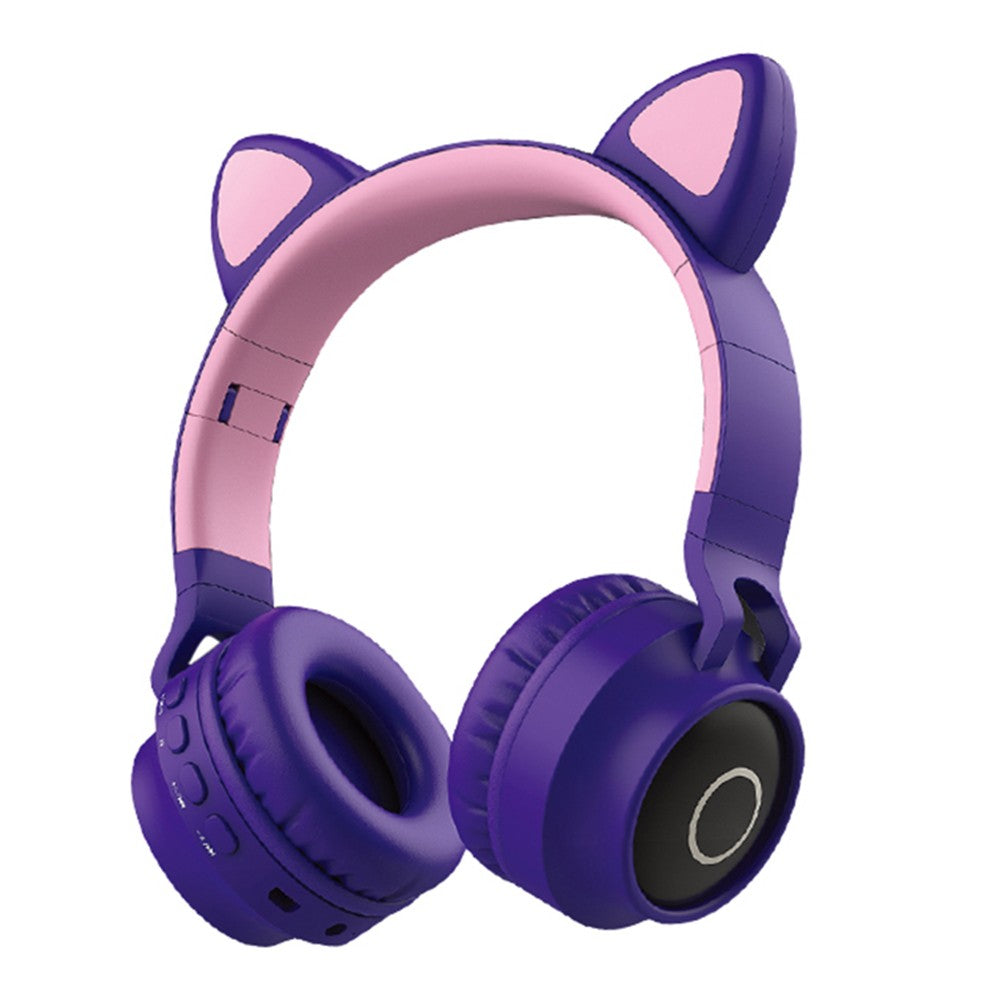 Faddish Student Cute Cat's Ears Head-Mounted Headset No Wire Cartoon BT Game Chargeable