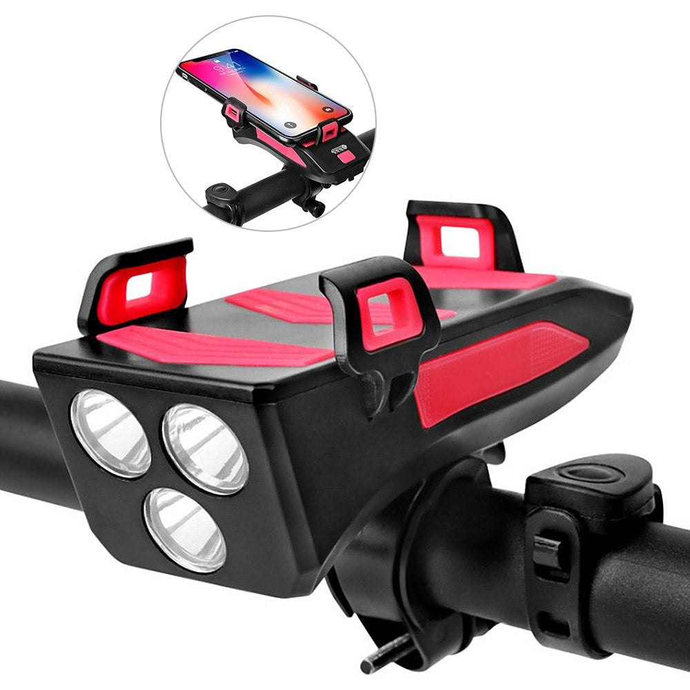 4 IN 1 Multifunctional Bike Light Bicycle Horn Lamp with Mobile Phone Bracket