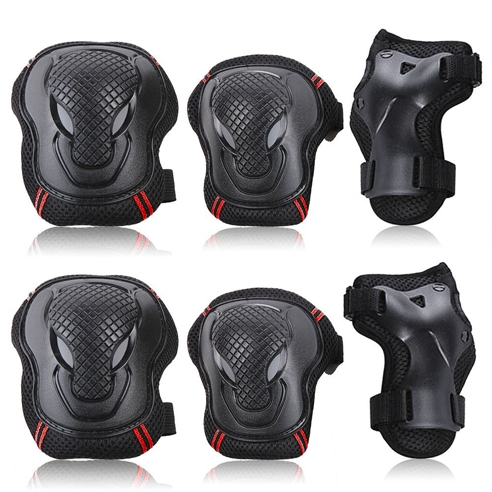 Knee Pads Set 6 Protector Kit Elbow Wrist Guards Protective Equipment for Skateboard Cycling Riding