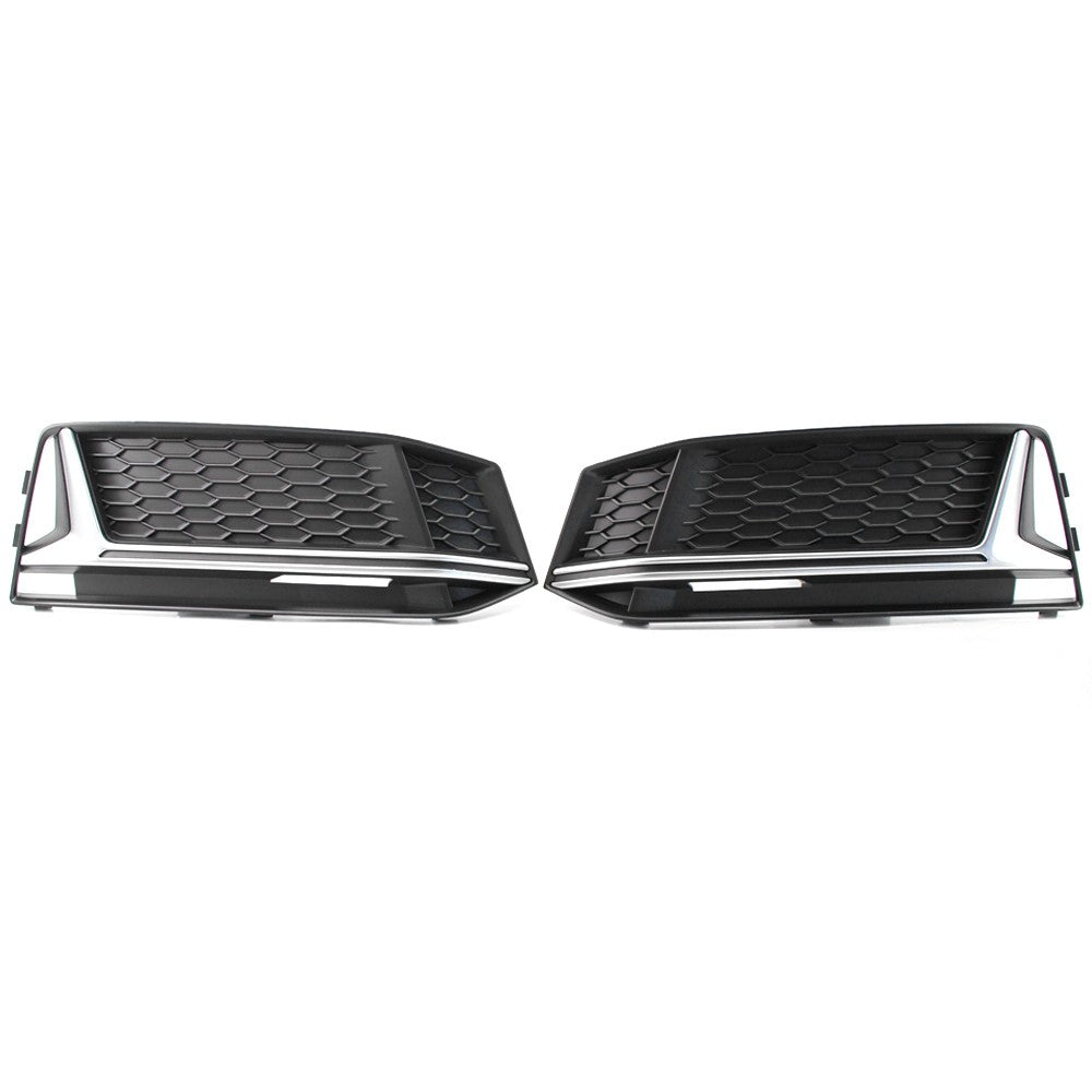 A Pair of Chrome Fog Light Cover Grille Silver Trim Grill Bezel Fit For AUDI A4 S4 S-Line B9 2016-19