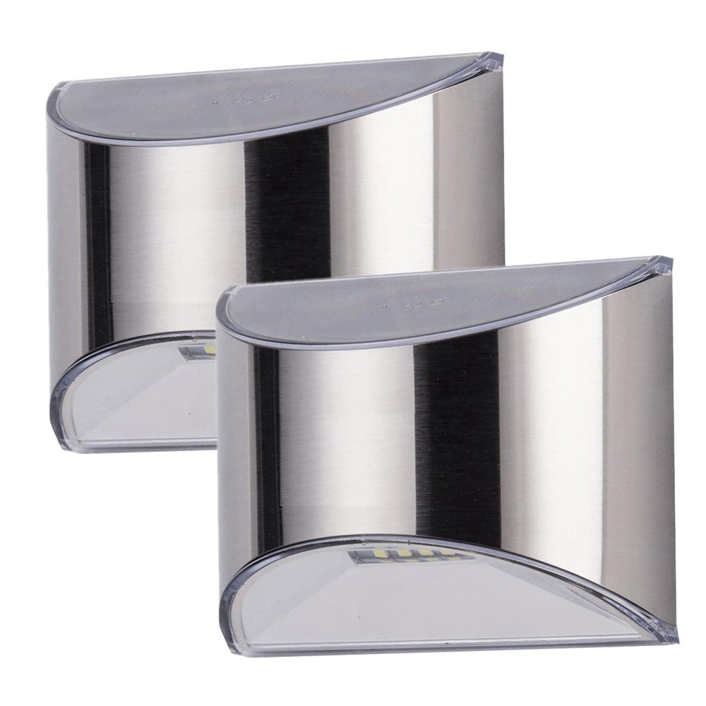 Outdoor Stainless Steel Solar Wall Lamp Waterproof Yard Garden Lighting Pack 2