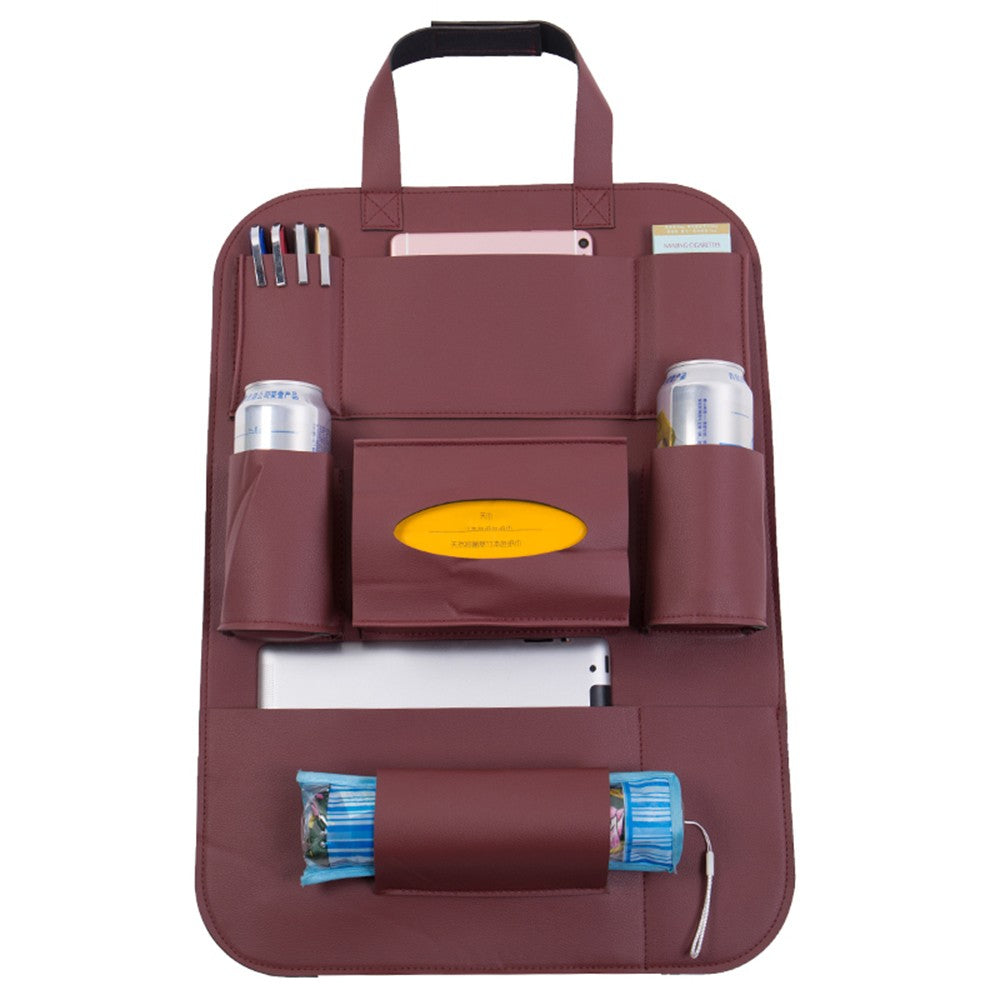Pu Leather Car Seat Back Organizer Backseat Storage Box